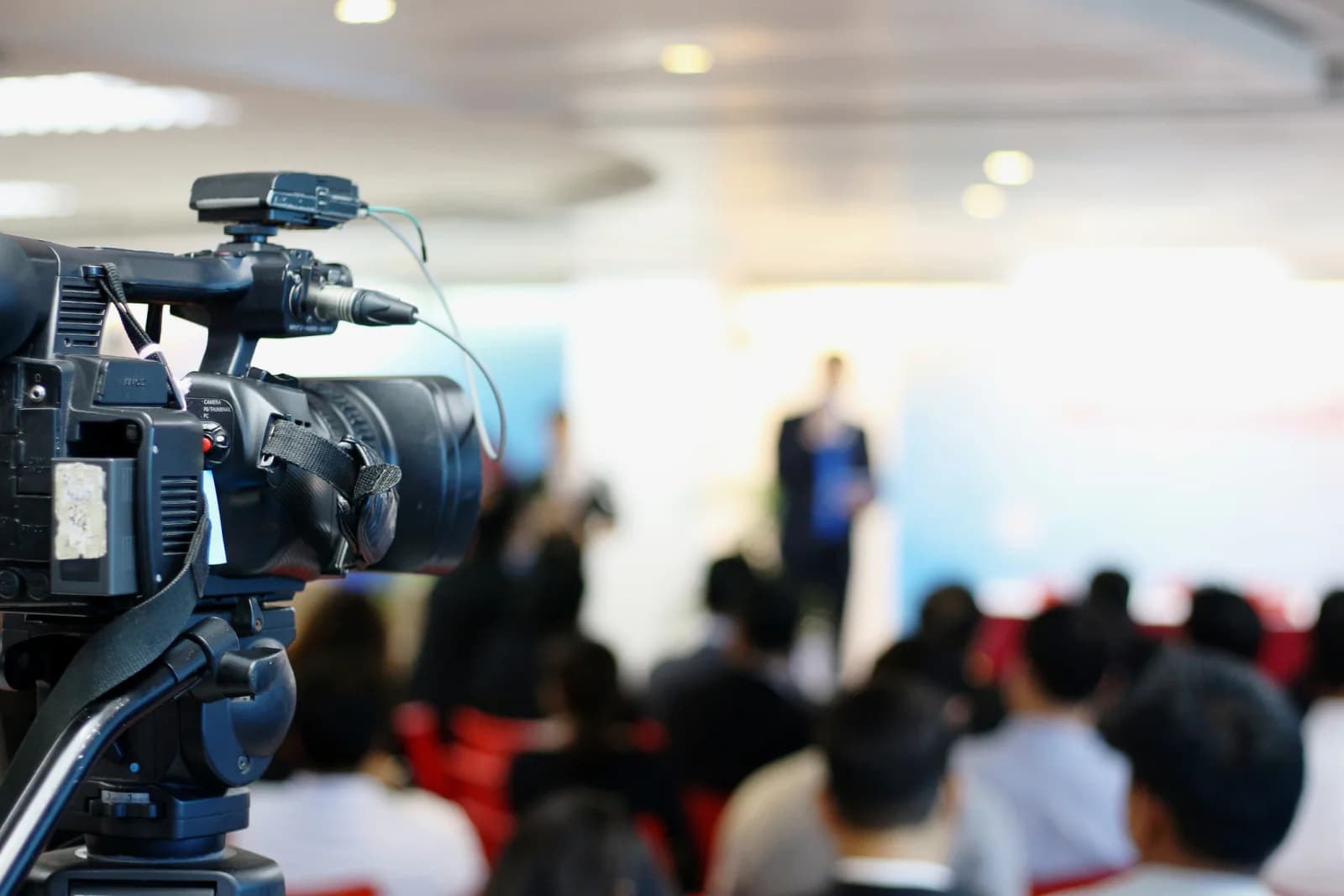 Camera and live streaming rental setup with video capture equipment for a hybrid event or webinar