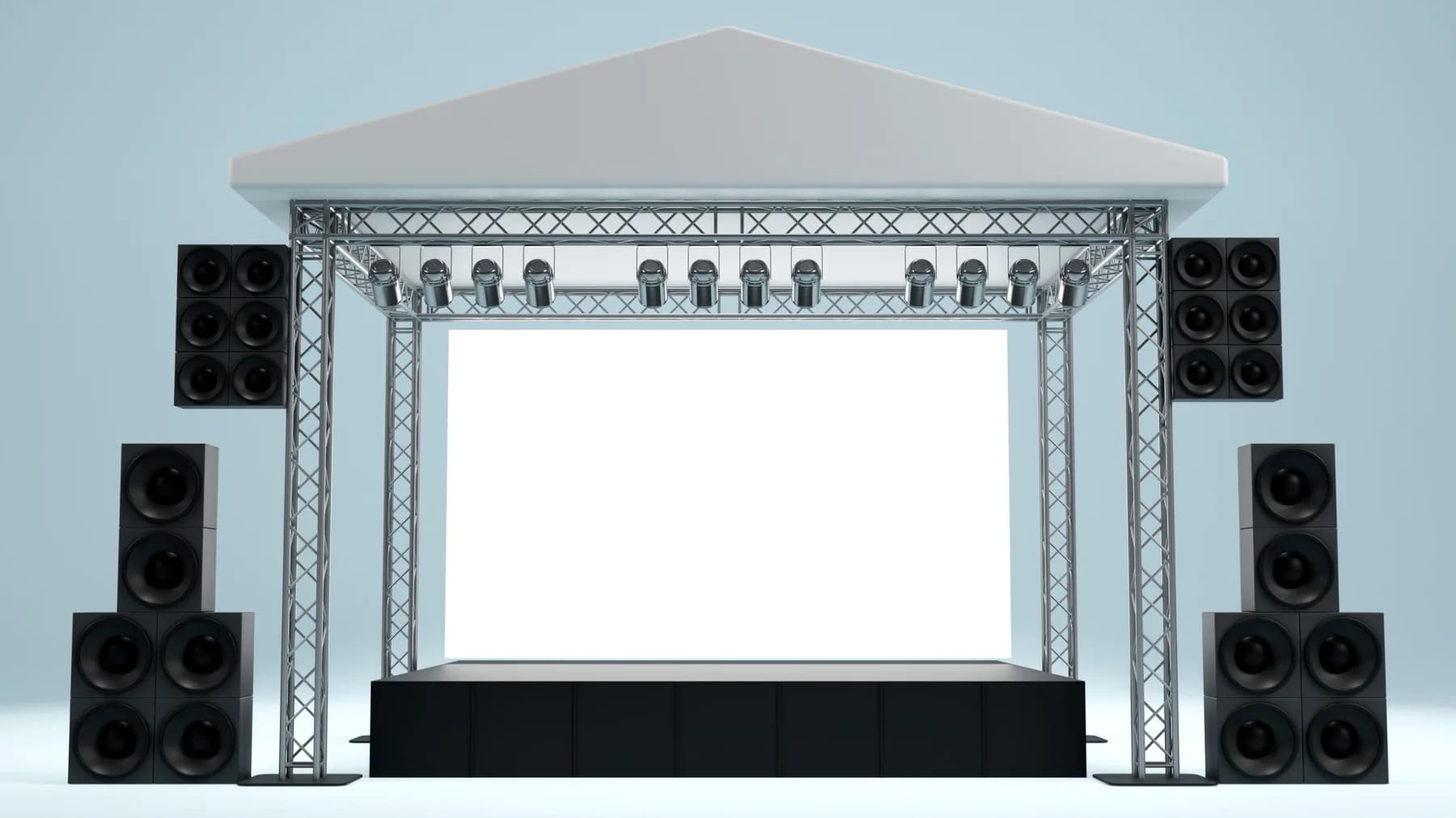 Stage setup with podium and lighting for keynote presentation and business event use