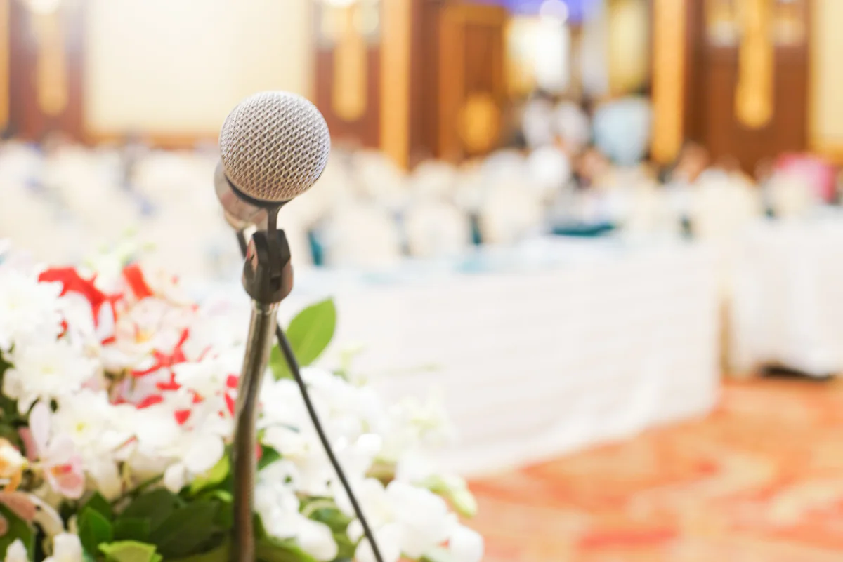 Speech focused sound system setup for conference presentations training rooms and business events