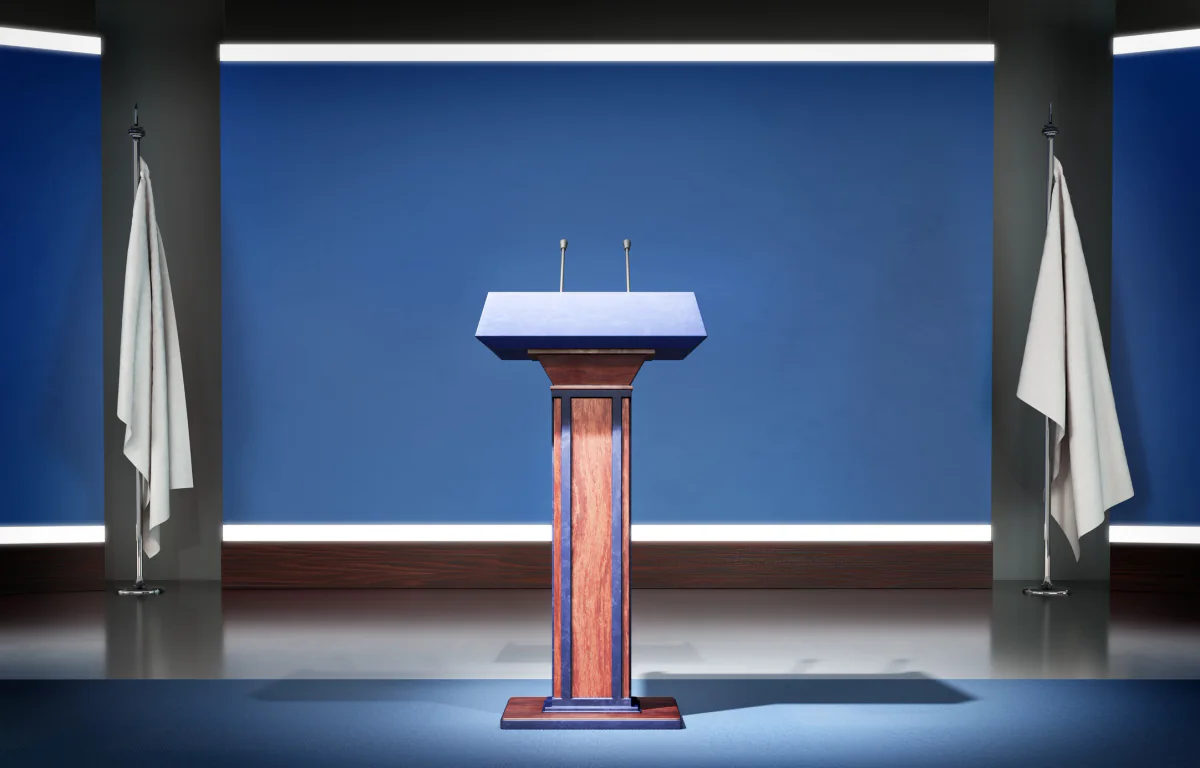 Presentation and keynote stage setup for conferences ceremonies and formal business events