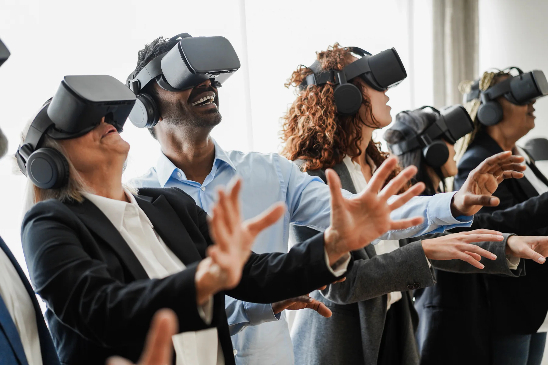 Virtual reality demo station set up for an event activation with headset display and attendee interaction area