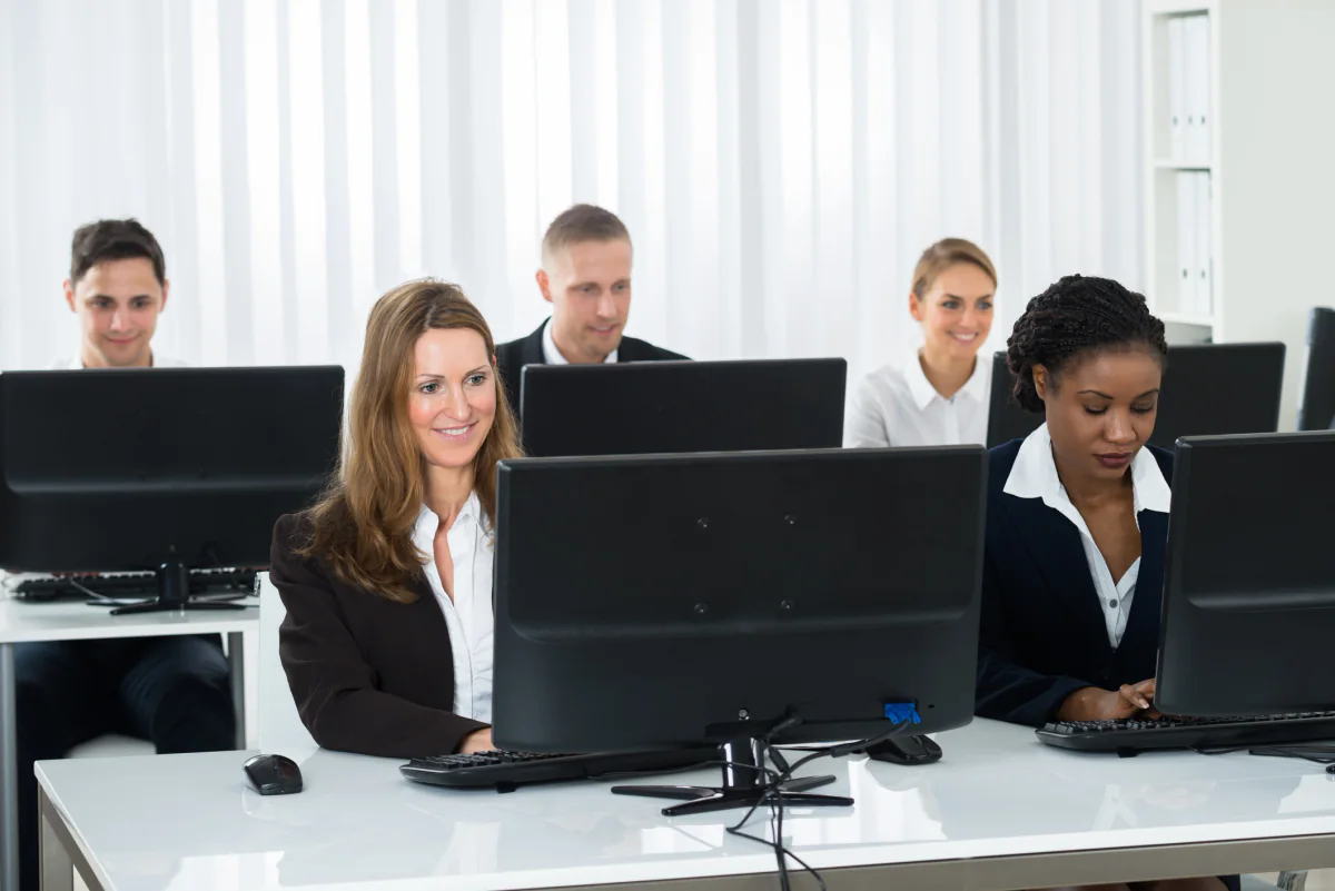 All in one computer setups at reception desks and front of house registration counters
