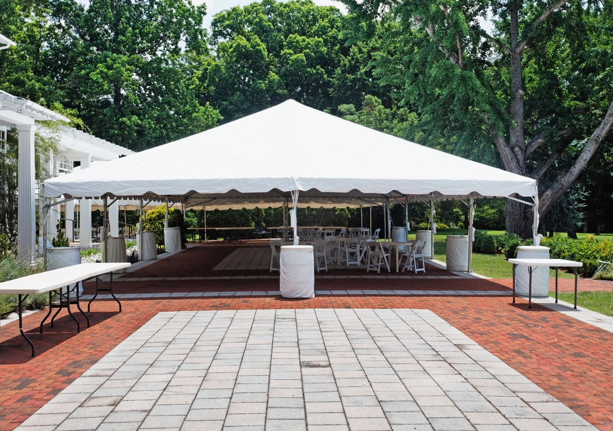 Large professional event tent installed for an outdoor corporate event and temporary venue