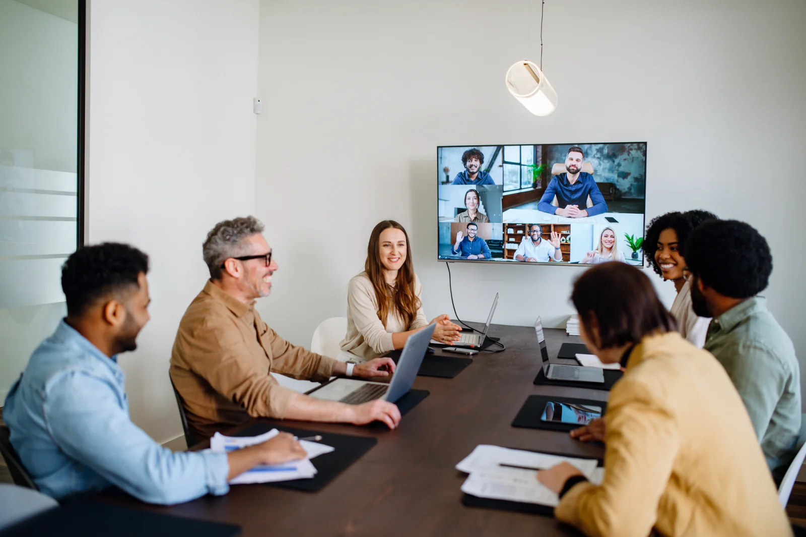 Meeting planners coordinating an event in a temporary operations room