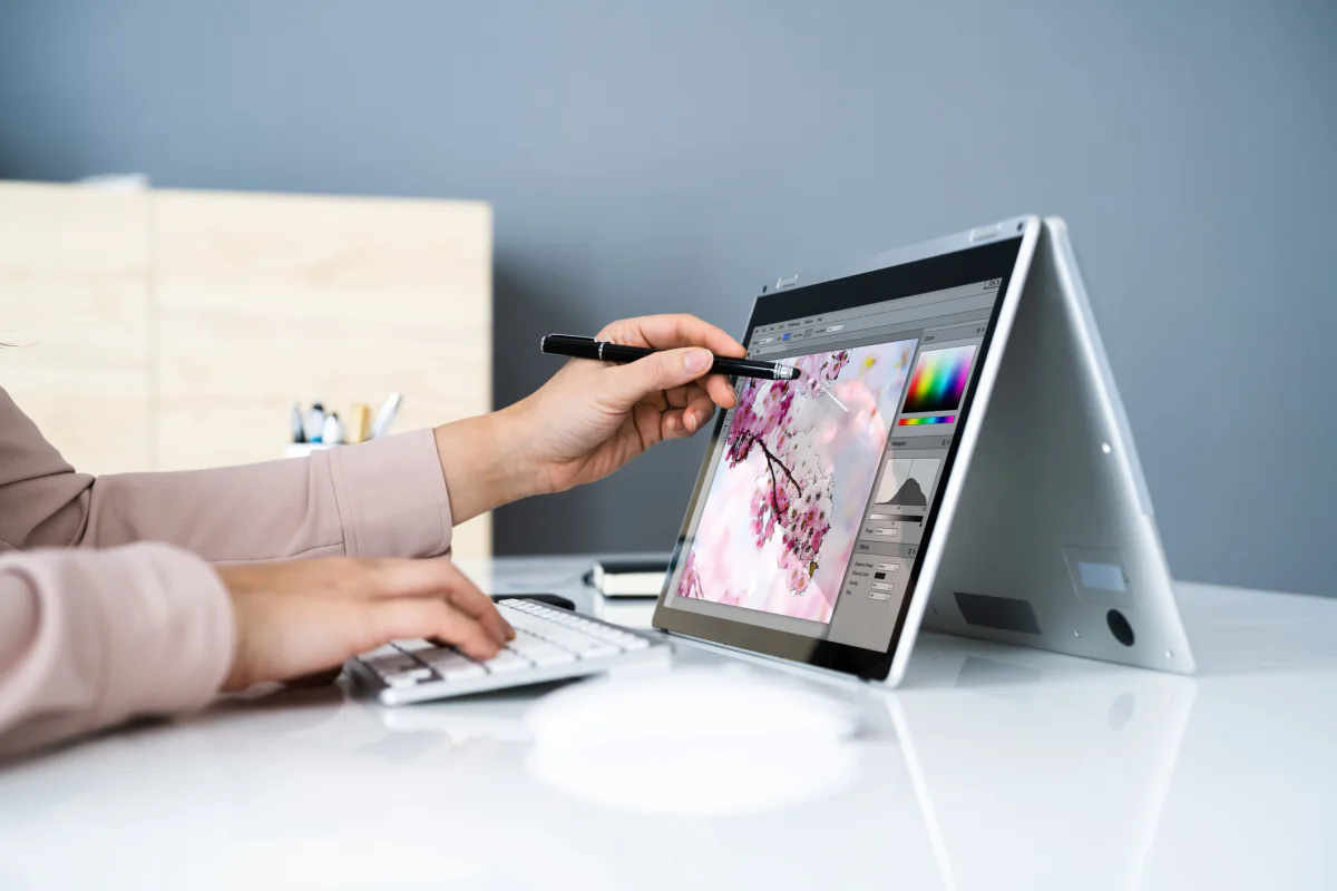 Microsoft Surface laptop and 2 in 1 devices displayed for business demos and hybrid work environments