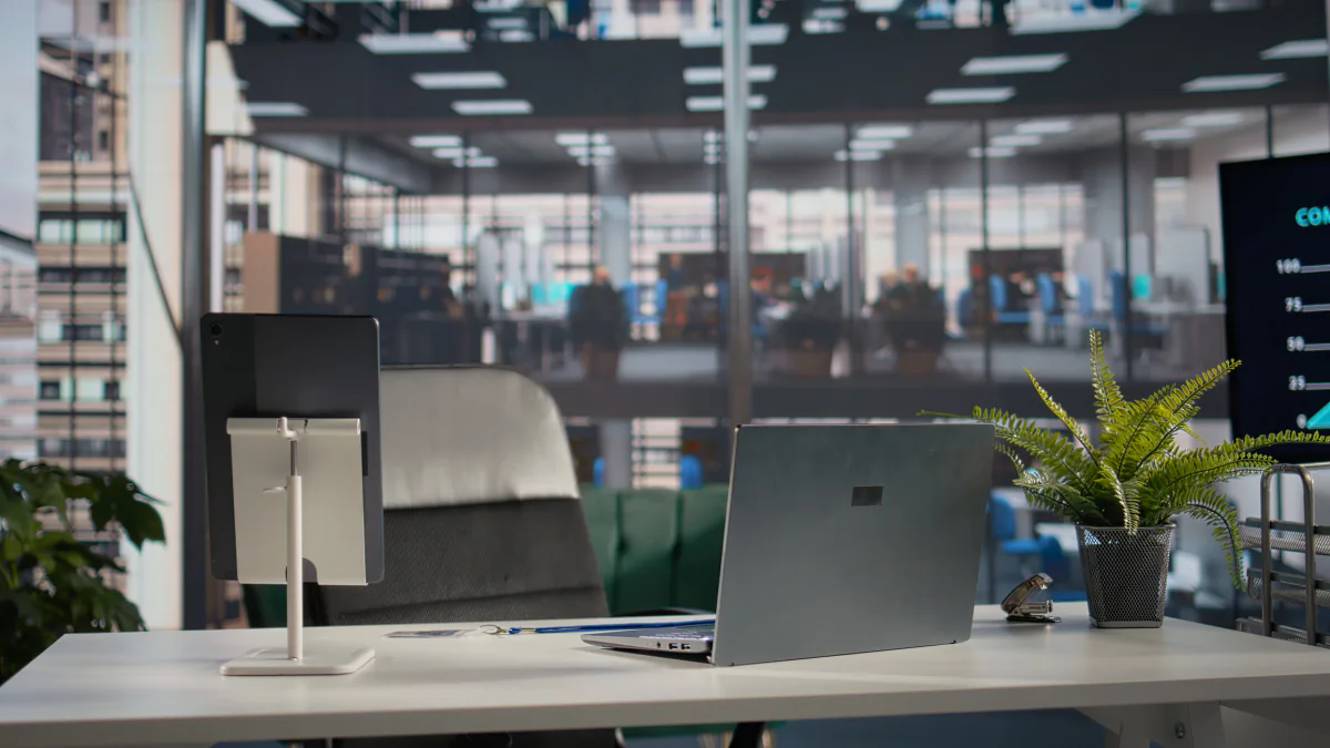 Event admin area with printer, copier, and office support equipment for registration and operations