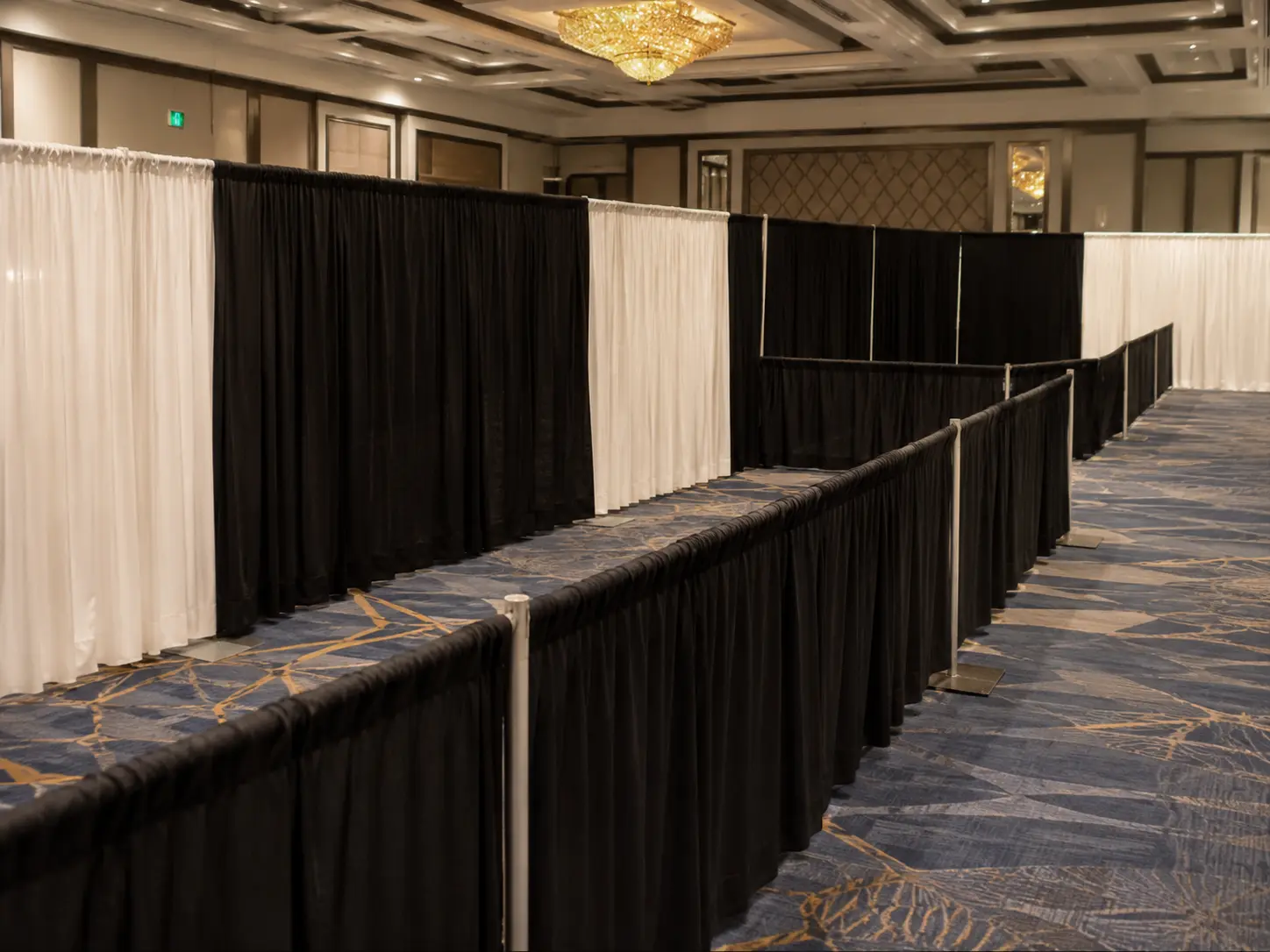 Pipe and drape setup for queue control restricted event access and operational boundary management