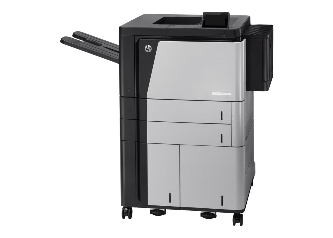 A front facing view of an HP LaserJet copier