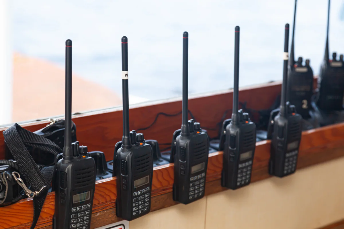 Event staff communication system using rental walkie talkies for venue operations and team coordination