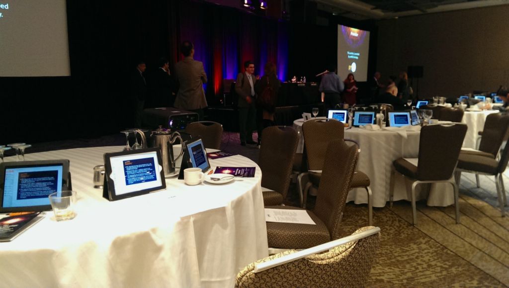 A selection of rented iPads at a conference