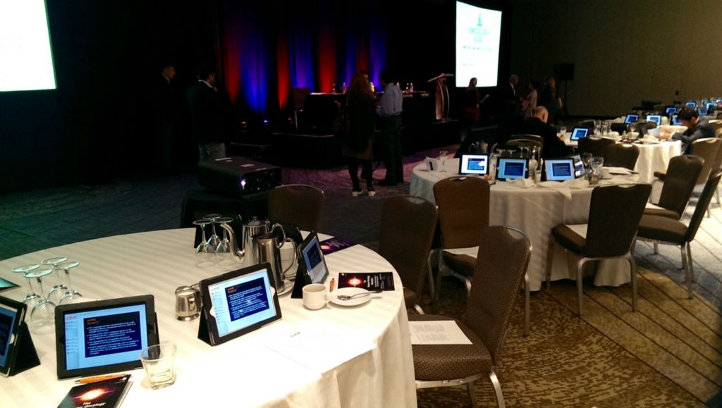 A selection of rented iPads at a conference