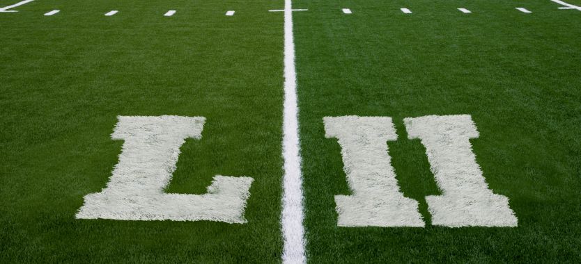 Super bowl LII Technology The roman numerals LII on a football field