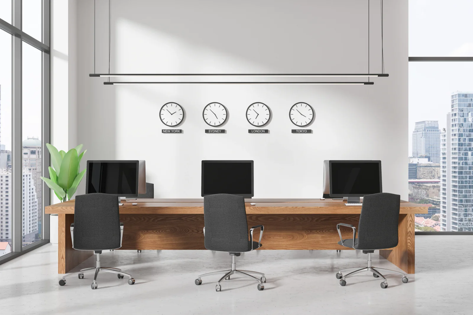 Standard desktop monitors on a registration desk for check in and event operations