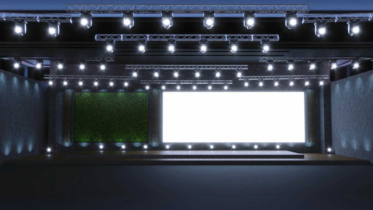 High output projector setup for large venue projection and high brightness event presentation needs