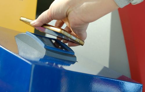 Mobile device ticket scanning Mobile phone being scanned for admission.