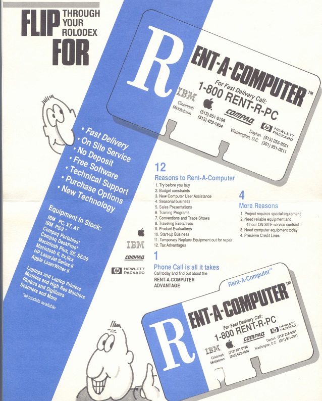 Rentacomputer rolodex advertisement
