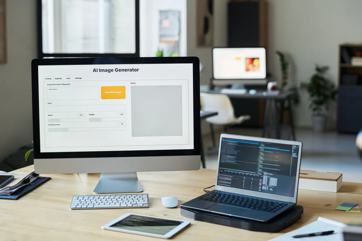 Apple Thunderbolt display connected to a Mac laptop for creative and technical workstation use