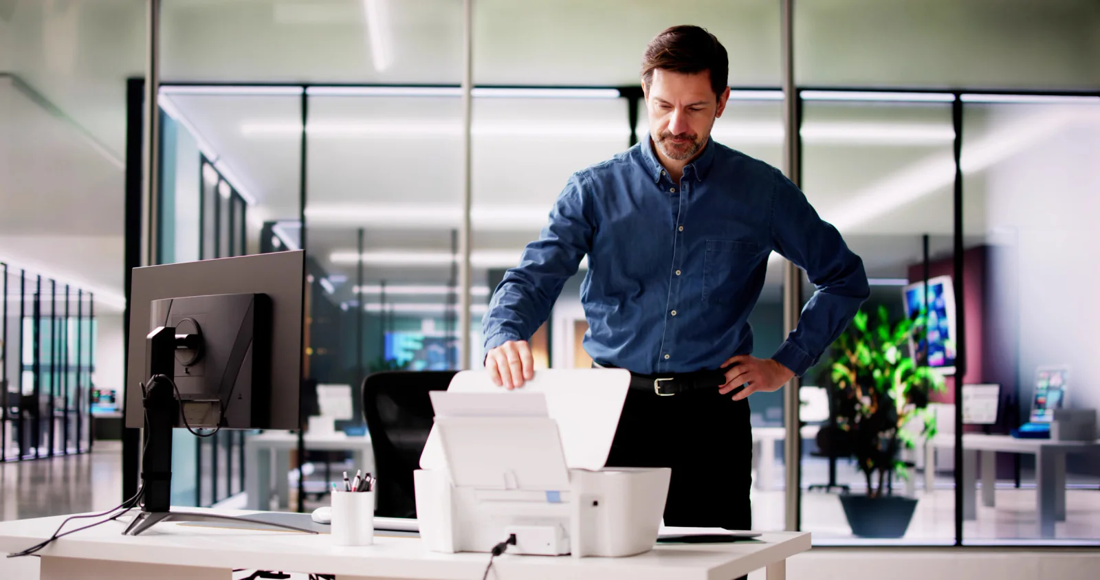 Temporary office space with printers and workstations for short-term staff and project operations