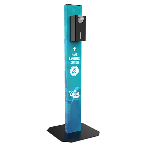 A custom branded touchless hand sanitizer
