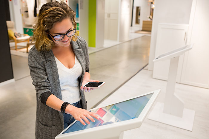 Event Engagement Services Girl Using Custom Large Tablet