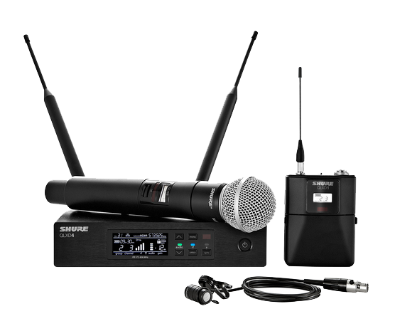 a Shure handheld and lavalier combination microphone package
