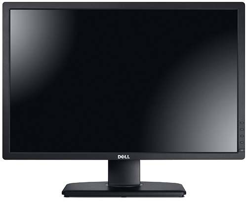 A Dell monitor with the screen turned off