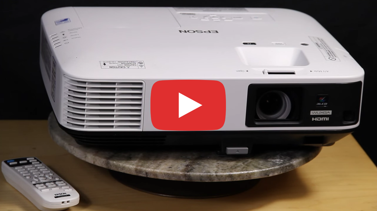 An Epson 1985WU Projector with a YouTube Logo overlay