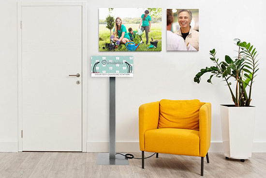 Branded Charging Stations for Offices Branded Charging Stand at an Office