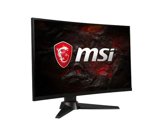 An MSi NXG251R Gaming Monitor, with the MSi logo displayed on the screen